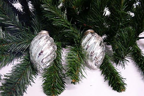 Christmas Balls Christmas Tree Ornaments Pack of 2 Crackle Glass Twisted Silver
