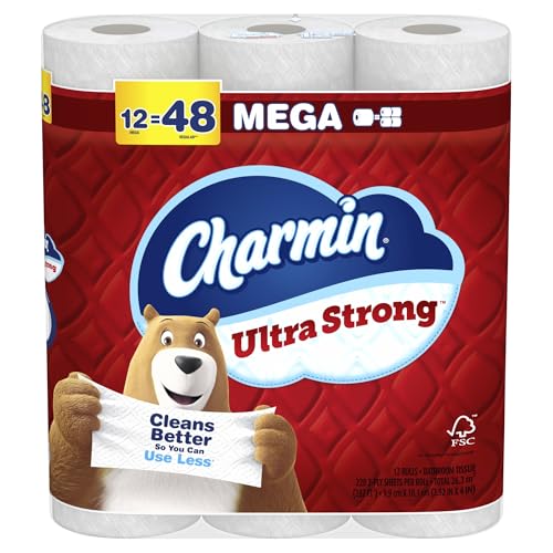 Image of Charmin Ultra Strong Toilet Paper Mega Rolls, 4 inch x 3-15 /16 inch, White, 220 Sheets Per Roll, Pack Of 12 Mega Rolls