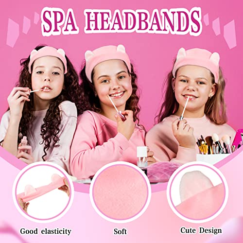 Jeyiour 30 Pieces Spa Party Robes For Girls Spa Party Supplies Robes Headband Blindfold Set For Wedding Birthday (Pink Printing) #TOP4