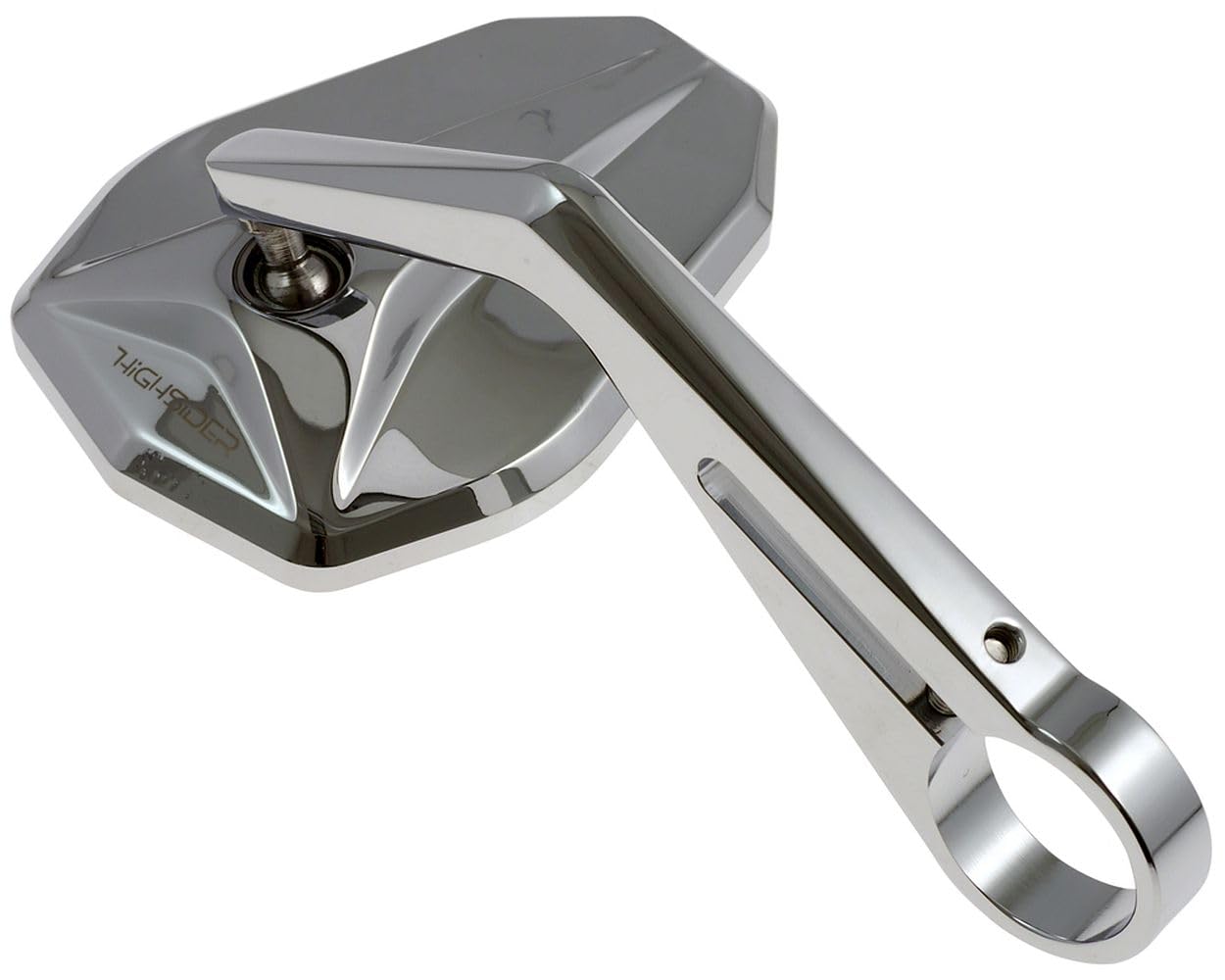 HIGHSIDER Lenkerendenspiegel VICTORY Chrom kompatibel mit Motorrad, Roller | Montage für 1 Zoll (25,4 mm) und 7/8 Zoll (22 mm) Lenker; Spiegelkopf 117 x 83 mm, Aluminium, kompatibel mit Quad, Moped