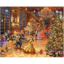 Thomas Kinkade Disney Beauty and The Beast Beauty & The Beast Christmas Celebration, 8" x 10"