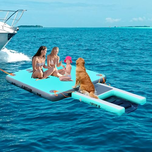 AWSUM 120x100cm Hunderampe Aufblasbar Hunde Wasserrampe Aufblasbare Dog Ramp Hundeboot Rampe Leiter Schwimmrampe Welpe Planke Schwimmdock Plattform für Hunde bis zu 80 kg, für Pool, Boote, Docks, Seen