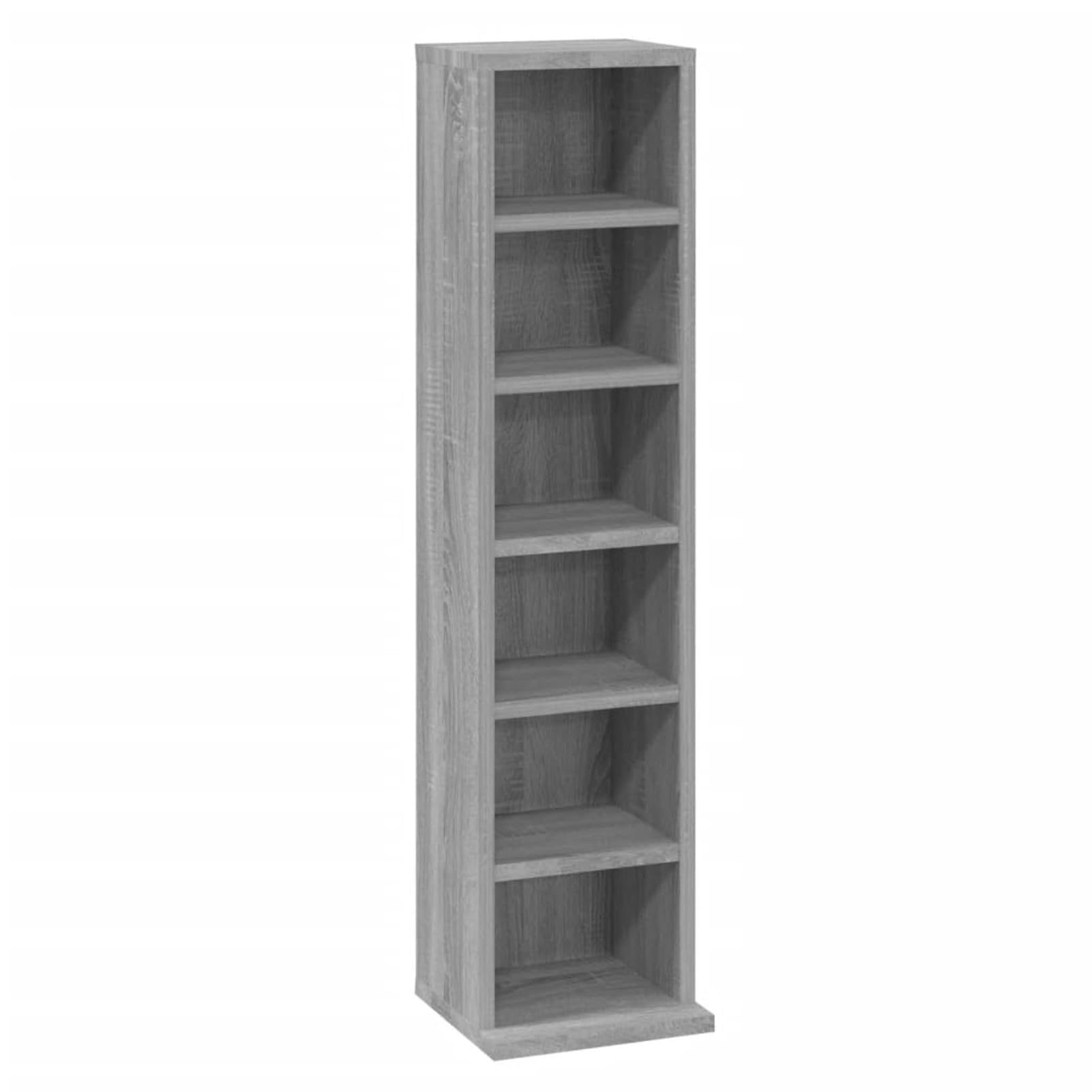 Homgoday Sonoma - Armadietto per CD, 21 x 20 x 88 cm, in legno di ingegneria, con 6 scomparti aperti, mobile portaoggetti per CD e DVD per soggiorno, camera da letto, ufficio