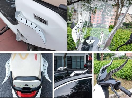 Image of Universal Shark Fin Roof Spoiler Decor (2 PCS) - Dragon Horn Style Car Decorative Aero Fin, Easy Stick-On for Cars, SUVs & Bikes - Black