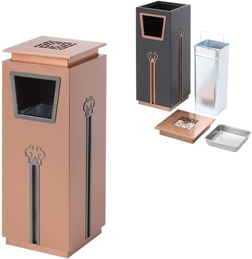 Outdoor Waste Recycle Bin Commercial Square Ashtray Lobby Office Building Elevator Hotel Shopping Mall Stainless Steel Trash Cans Garbage Storage Bucket
