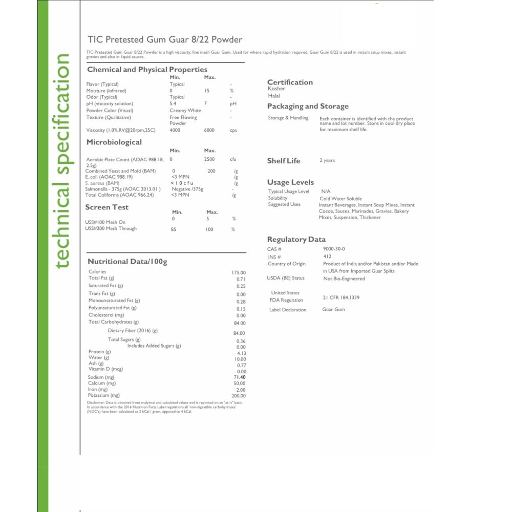 Generic Guar Gum Powder - Pure & Natural - Plant Based Thickener and Binder - 50lb Bag