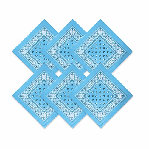 BASICO 6 PK Baby Pink/Blue Bandana I Baby Shower Decorations for Girl Boy (6PK, Blue Paisley)