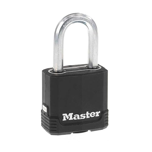 Master Lock Magnum Heavy Duty Outdoor Padlock with Key, Weather Resistant Body and Cut Safe Shackle Make Lock Perfect for Fences, Gates, Sheds, M115XDLF,Black