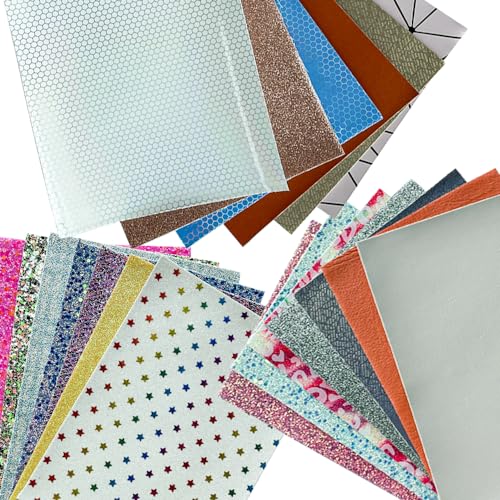 XHT 20 Stück zufälliges Kunstleder mit verschiedenen Farbstilen, 20 x 15 cm, verwendet für die Herstellung von Ohrringen, kleinen Spielzeugen und Schneiden und Spleißen DIY-Projekte (20PCS-A5)