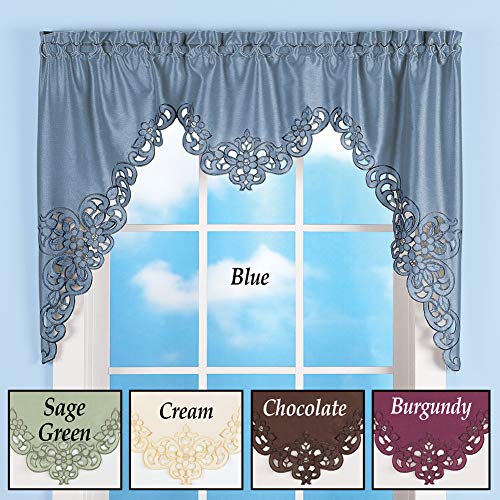 Collections Etc COMFA16402-LAVENDER Elegant Scalloped Design Cut-Out And Embroidered Scroll Window Valance thumb #2