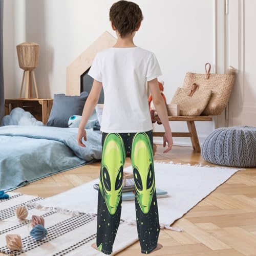 Boy's Pants Green Alien Jogger Pants Elastic Waist Long Bottoms Trousers with Pockets 6-14 Years3
