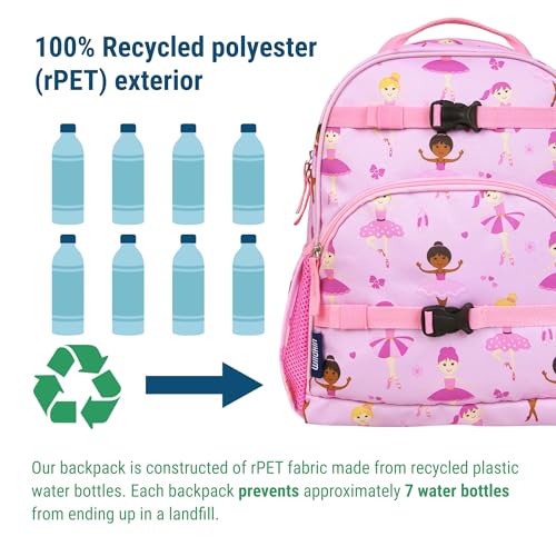 Image of Wildkin Kids Backpack for Boys & Girls, ECO rPET Recycled Lightweight 15 inch Bookbag with Padded Straps - Ideal for Preschool, Kindergarten, School & Travel, Ages 4-6 - Ballerina
