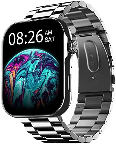 Noise ColorFit Ultra 3 Bluetooth Calling Smart Watch with Biggest 1.96" AMOLED Display, Premium Metallic Build, Functional Crown, Gesture Control with Metallic Strap (Glossy Silver: Elite Edition)
