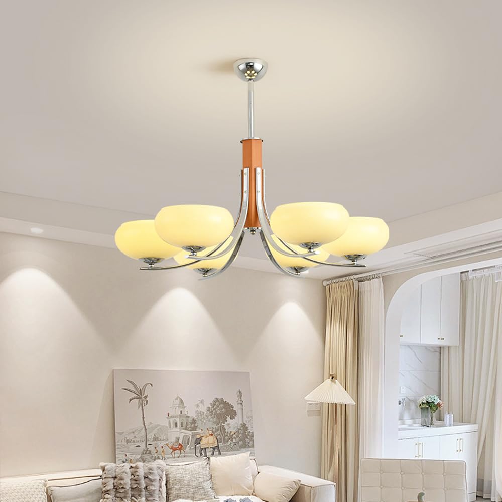 Lustre jaune crème style milieu du siècle à hauteur réglable