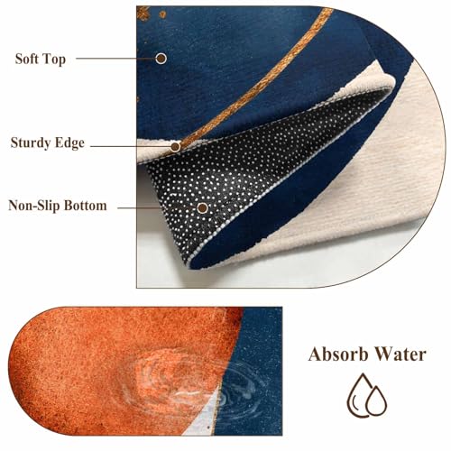 Tapete decorativo rectangular azul y naranja 5x7 ft miniatura 7