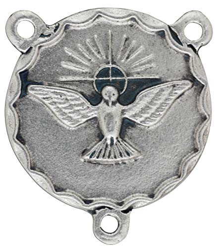 Pack of 5 - Holy Spirit Rosary Centerpiece Catholic Dove (3/4 Inches, Silver Oxidized) - Made in Italy