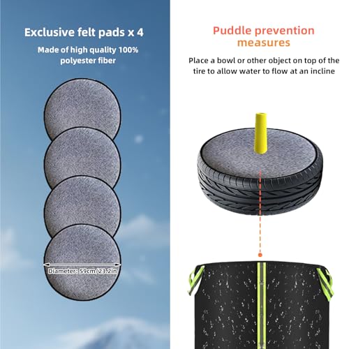 Image of Tire Cover with 4 Pads, Tire Covers for Storage Waterproof 420D Tire Storage Bag Universal Tire Covers for Storage with Zipper for Trucks, SUV, Trailer Sun Rain Snow Protection (for 31.5'' Diameter)