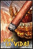 1art1 Bebidas Alcohólicas Cartel con Marco (Plástico) - Puro Cubano Y Ron, Viva La Vida (91 x 61cm)