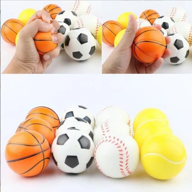 Asera 12 Pcs Soft Foam Sponge Balls with Football Basketball Baseball Tennis Light Weight- Kids Birthday Return Gifts (Balls Set of 12) - Image 3 thumbnail