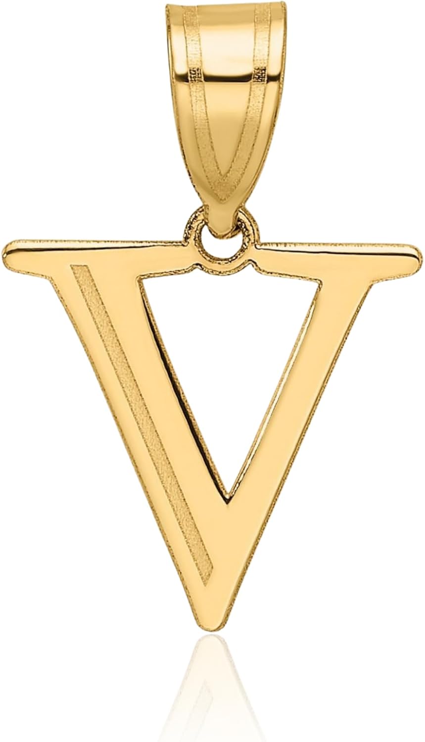 IceCarats 14K Solid Yellow Gold Medium Letter V Initial Pendant Necklace 19.5mm 3/4 inch Polished, Geometric For Her