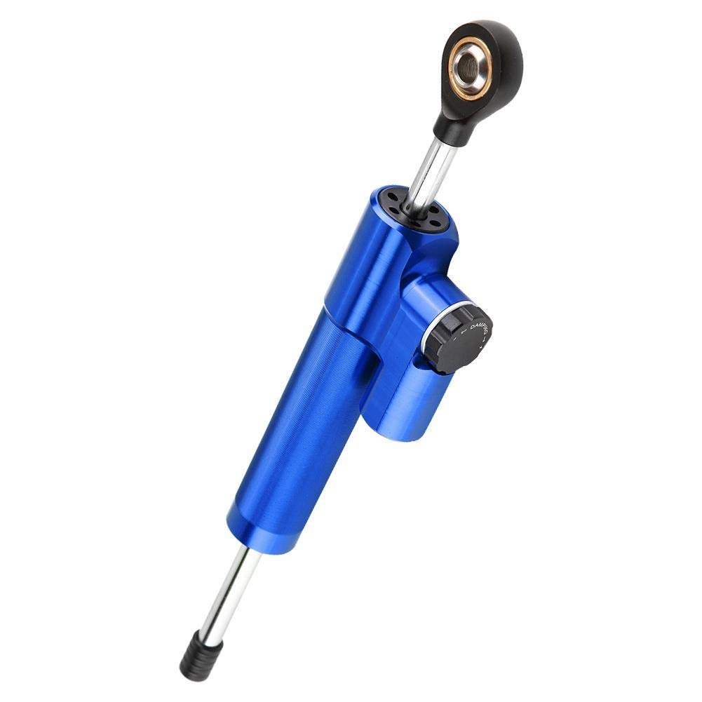 Estabilizador de Dirección Moto, Universal Estabilizador de Amortiguador de Dirección Barra de Direccion de Aleación de Aluminio, para Motocicleta (Azul + Negro)