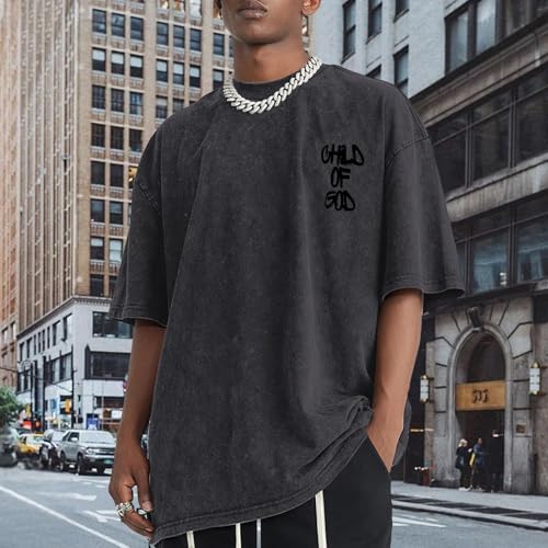 Christian Shirts for Men God Child of Jesus Faith Shirt Acid Wash T-Shirt Tops Oversized Graphic Religious Tees3