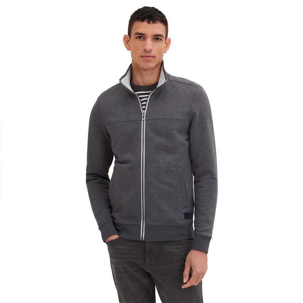TOM TAILOR Męskie Bluza 1037049, 11086 - Dark Grey Melange, 3XL