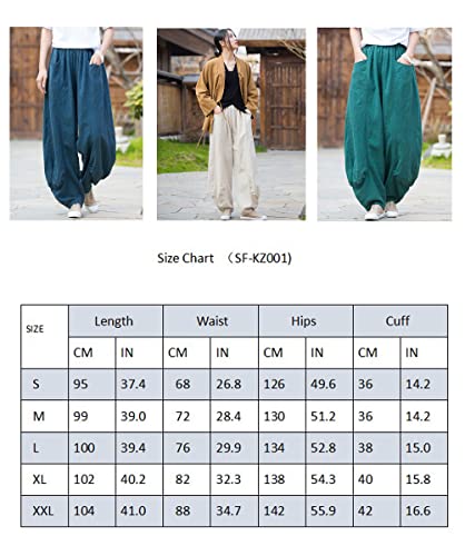 Safeeye Women's Loose Cotton Linen Pants Casual Home Yoga Travel Wide Leg Pants Black M #TOP2