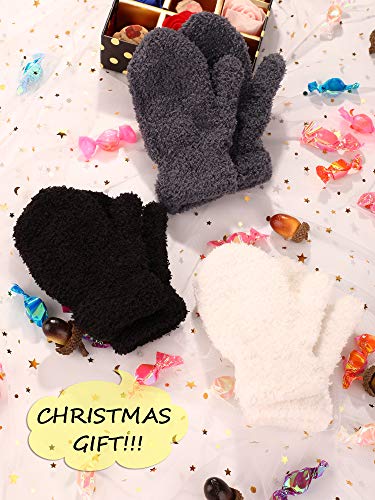 Satinior 3 Pairs Toddler Magic Stretch Mittens Little Girls Soft Knit Mitten Baby Boys Winter Knitted Gloves #TOP6