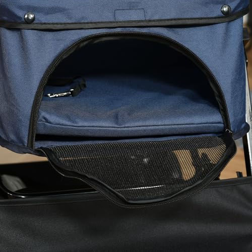 PawHut Hundebuggy Hundewagen Buggy für kleine Hunde und Katzen Haustierwagen Pet Stroller Katzenbuggy Oxford Blau 76,5 x 52 x 95 cm