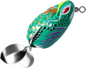 FABULETTA Isca de sapo Topwater, isca de robalo de plástico macio com ganchos duplos atualizados, acabamento com glitter de olhos 3D para pesca de barco no rio, 3,5 cm 5,7 g (A)