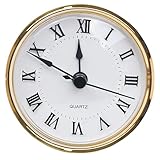 Marsrut Clock Inserts 3 Inch/76mm Hole Mounting Diameter, Quartz Clock Movement Replacement, Gold Rim Roman Retro Numeral Skeleton Clock Fit-Up for Wall Living Room Bedroom Home Decor, Easy to Read