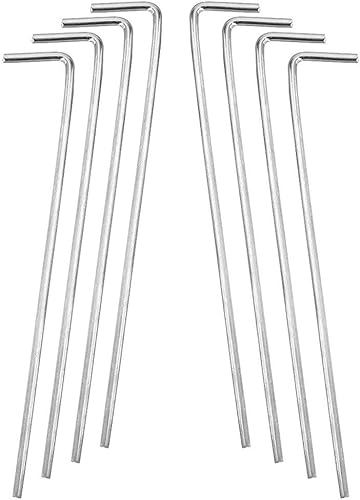 BLLNDX - 20 estacas de acero sólido galvanizado en forma de L, gancho de metal resistente a la corrosión, estacas de jardín para plantas y
