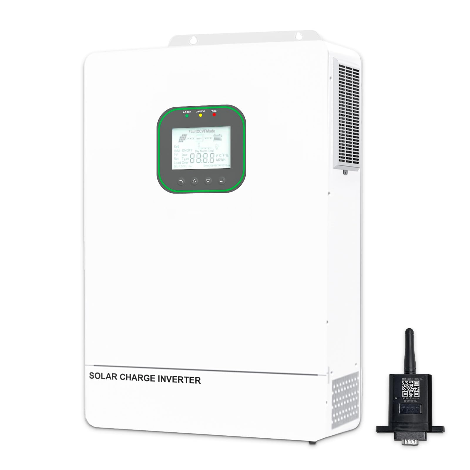 Onduleur Solaire Hybride Tout-en-Un 6500W avec WiFi, Onde sinusoïdale Pure parallèle Max .6 avec capteur CT, contrôleur de Charge Solaire intégré 2MPPT 48 V à 120 V-240 V avec capteur CT