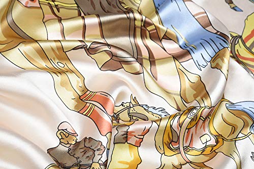 Corciova 35 X 35 Women Polyester Silk Feeling Hair Scarf For Sleeping Horse Cool Black And Isabelline #TOP5