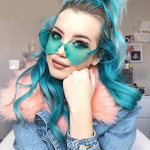 SIMIN 8 Stück Brille Herz Sonnenbrille für Damen, Partybrille Neon Farben Herzform Brille, Herz Hippie Brille Retro Kostüm Brille,Magische Farben Party Brille,Transparente Bunte Herzform Sonnenbrille