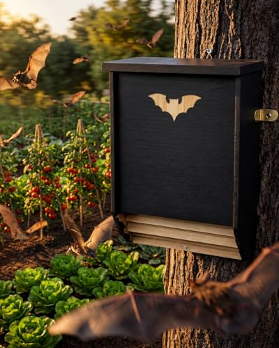 Image of Bat Houses, Weatherproof Two Chamber Bat Box for Outdoors
