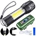Produktbild GOLDGE Mini-LED-Taschenlampe, tragbar, mit COB-LED-Taschenlampe, wiederaufladbarer Akku 2600 mAh, 500 Lumen, 3 Lichtmodi mit einstellbarer Brennweite, USB-Ladefunktion
