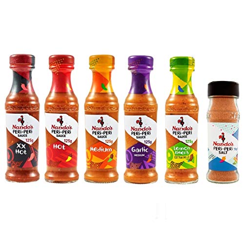 Peri-Peri Salt & 5 Assorted Multi-Flavours Nando's Sauce 125g (Pack of 6)