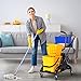 HOMCOM 2 x 6.9 Gallon Mop Water Bucket Wringer Cart with Easy to Use Side Press Wringer, Smooth Wheels, Mop-Handle Holder