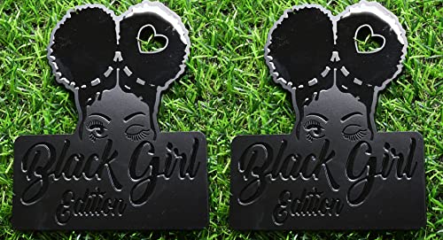 Image of 2pcs Custom Black Girl Edition Car Badge Emblem Decals - Compatible Vehicles, Doors, Body, Fenders, Trunk - Stylish Dynamic Look (Black)