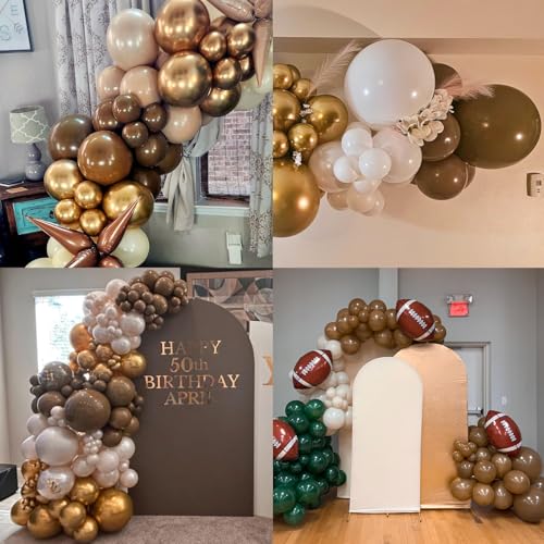 Image of Dark Brown Balloons, 114pcs Coffee Brown Latex Balloon Garland Arch Kit, 18 12 10 5 Inch Different Sizes Pack for BOHO Birthday Halloween Baby Shower Party Decorations