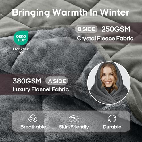 Image of ZonLi Royal Posh Velvet Weighted Blanket for Adults, Dual Sided Cozy Fluffy Heavy Blanket(48 inchx72 inch,12lbs,Grey), Bed Sofa Heavy Blankets, Soft Material with Premium Glass Beads, Easy Care