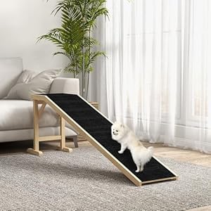 PawHut Dog Ramp for Bed, Pet Ramp for Dogs with Non-Slip Carpet and Top Platform, 74" x 16" x 25", Natural PawHut Dog Ramp for Bed Pet Ramp for Dogs with Non Slip Carpet and Top Platform 74 x 16 x 25 Natural