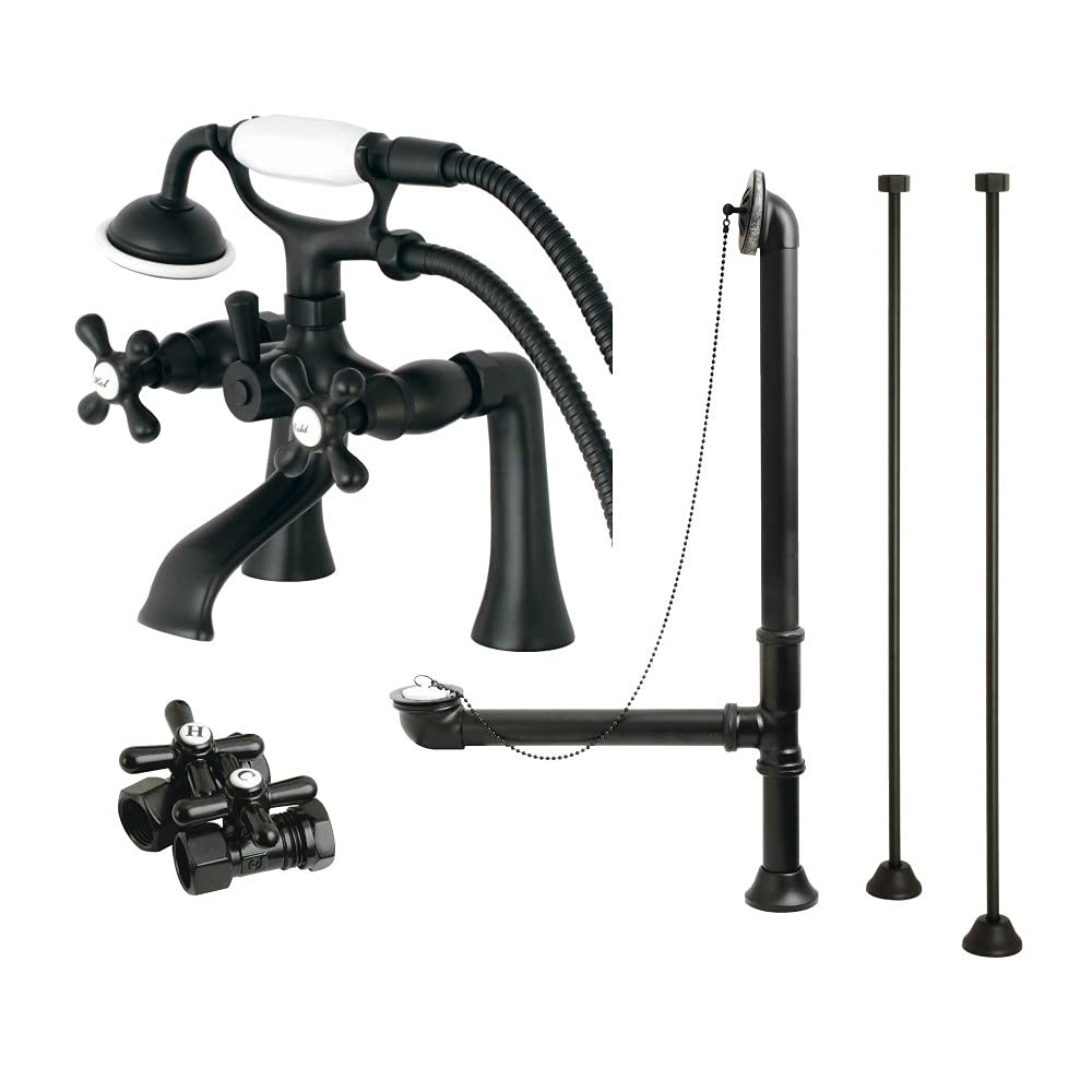 Kingston Brass CCK268MB Vintage Clawfoot Tub Faucet Package, Matte Black