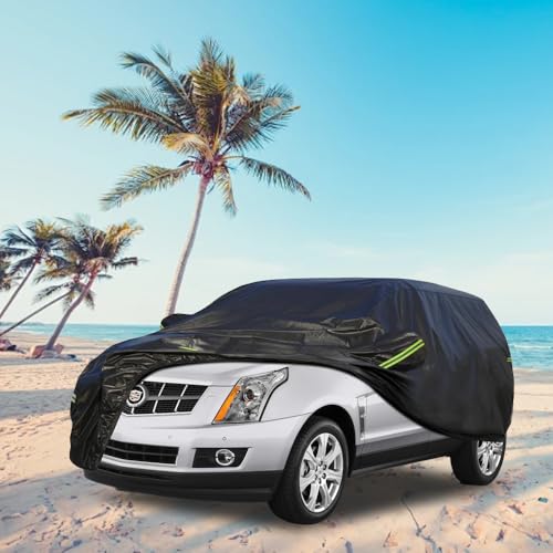 Image of KouKou Waterproof SUV Car Cover Suitable for Cadillac SRX from 2009 to 2016, 7 Layers Windproof All Weather Waterproof Outdoor Cover Sun Rain UV Dust Snow Protection. Black