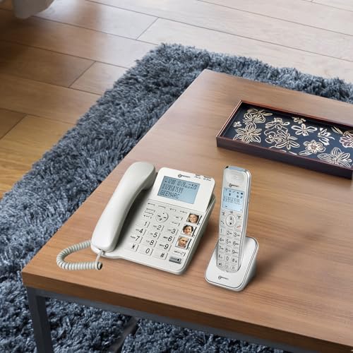 Geemarc Amplidect 295 Combi - Verstärktes schnurgebundenes Telefon und zusätzliches Mobilteil mit starkem Klingelton und großen Tasten für Senioren - Geringer bis mittlerer Hörverlust - Version DE