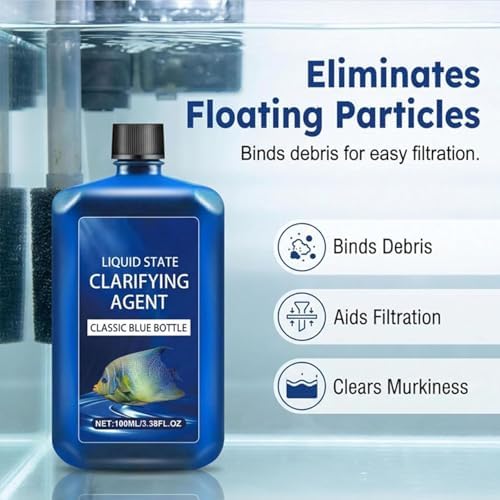 Fast-Acting Aquarium Water Clarifier, Aquarium Liquid State Clarifying Agent, Clears Cloudy Water & Maintains Clear Results, Powerful Fish Tank Water-Purification, for Freshwater (3pcs) - 3