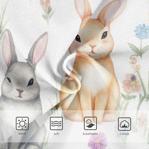 Cute Rabbits Grey Bunnies Floral Panties Little Girl Girls Underwear Toddler Cotton Stylish Underpants Briefs 2t3