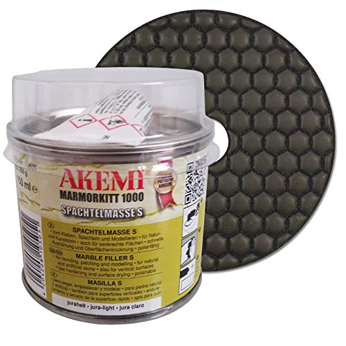 AKEMI Set?: Akemi marbre Mastic 1000 S, jurahell, 150 ml + Diamant ponçage 100 mm, grain Polisseuse, pour coupe à sec